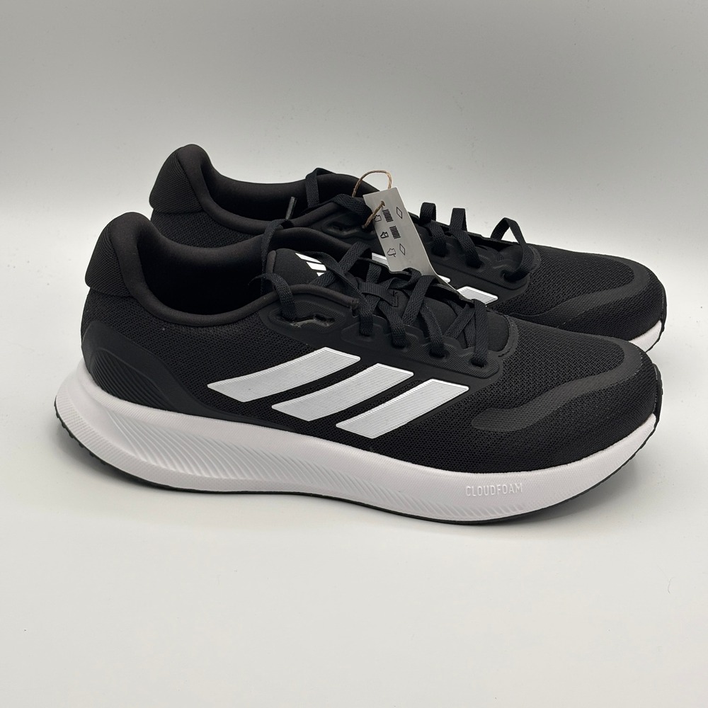 Adidas Runfalcon 5 Wide Shoes Men Size 8.5 Black White Running IE0552